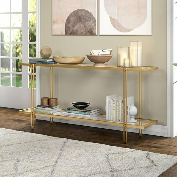 Hudson & Canal 64 in. Inez Rectangular Console Table, Brass AT1553